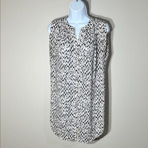 H&M Black & Cream Sleeveless Tunic Top Sz S/4